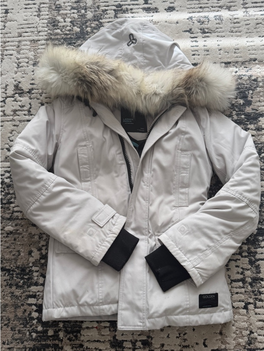 Aritzia Golden Goose Light Gray Fur-Trim Parka Jacket